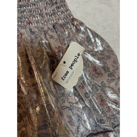 FREE PEOPLE Pink Gathered Floral Mini Bubble Skirt Lavender Combo Sz XS-NWT - Picture 3 of 4